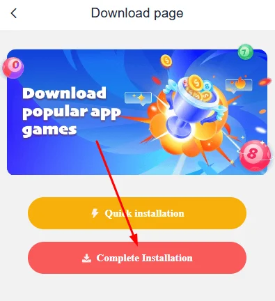 Click on complete installation